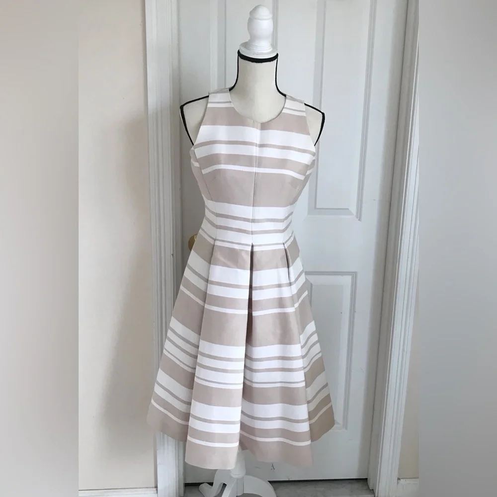 Kate Spade Beige and White Striped Dress - Picture 1 of 5